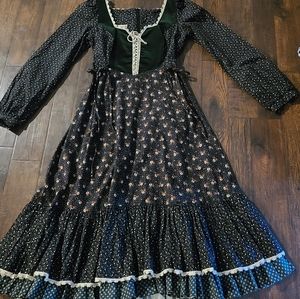 Vintage 1970s Gunne Sax Midi Prairie Dress Size 13